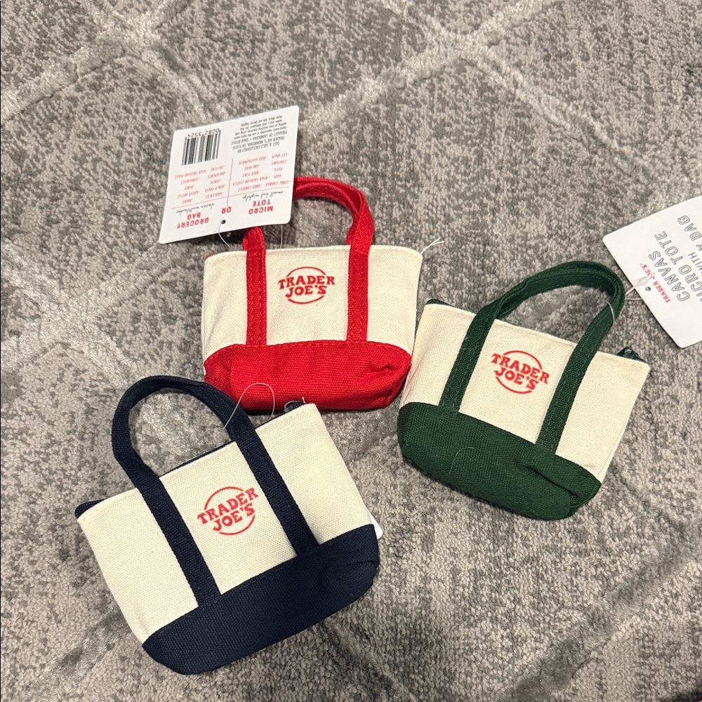 Mini Tote Bag Set - Red, Green, and Blue